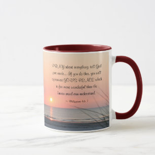 Mug Philippiens 4:6 Priez pour tout l'océan Sunset