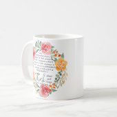 Mug Philippiens 4:8 Couronne florale rose et jaune (Devant gauche)