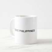 Mug Philippines : Une carte du drapeau jaune sur la bl (Devant gauche)
