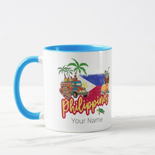 Mug Philippines Vintage Tarsier Drapeau Palm Souvenir (Gauche)