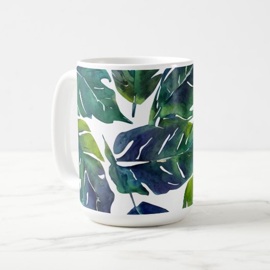 Mug Philodendron vert et bleu du feuillage Botanique (Devant gauche)