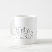 Mug Phoenix, Arizona| Ligne Skyline Stylisée Ville (Devant gauche)