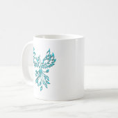 Mug Phoenix bleu se lève sur blanc (Devant gauche)