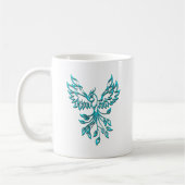 Mug Phoenix bleu se lève sur blanc (Gauche)