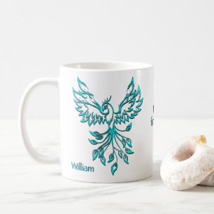 Mug Phoenix bleu Turquoise personnel se lève du lit