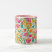 Mug Phoenix vibrant avec Arrière - plan floral (Centre)