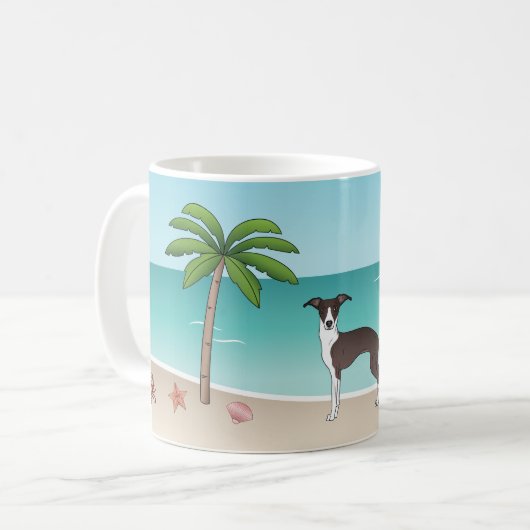 Mug Phoque Et Chien Blanc Iggy À La Plage Tropicale D' (Devant gauche)