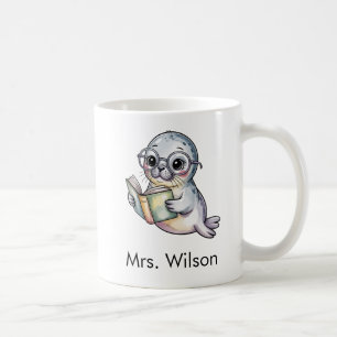 Mug Phoque Mignon lisant un Livre Personnalisé