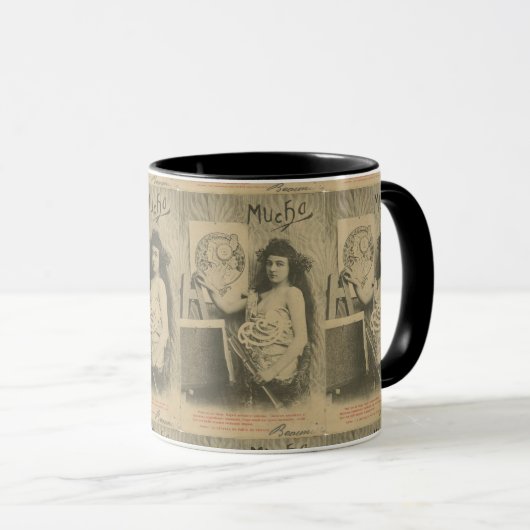 Mug Photo Art nouveau Mucha, modèle d'art féminin (Devant droit)