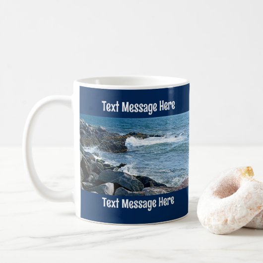 Mug Photo Atlantic Ocean Waves Blue Text Message (Avec donut)