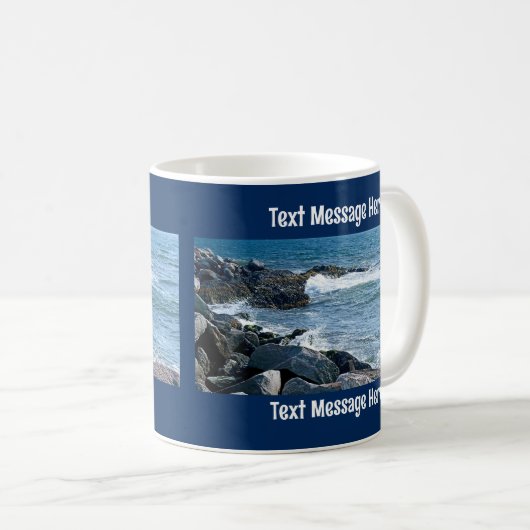 Mug Photo Atlantic Ocean Waves Blue Text Message (Devant droit)