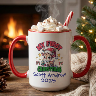 Mug Photo Bébé Premier Noël Santa Cerf Personnaliser