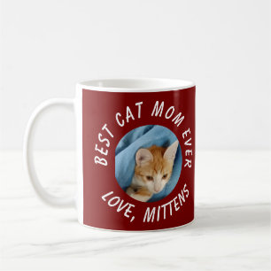 Mug Photo Best Cat Mom Ever Personnalisé Nom de l'anim