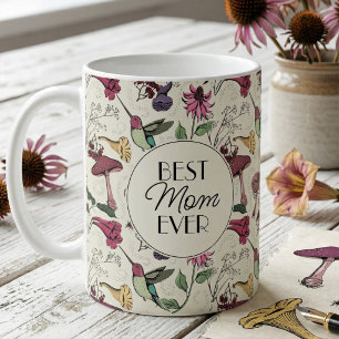 Mug Photo Best Mom Ever Colibri et fleurs exotiques
