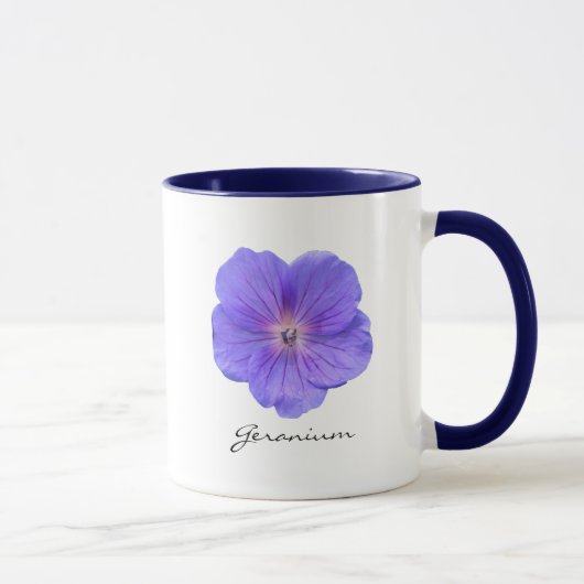 Mug Photo bleue botanique de fleur de géranium avec le (Droite)