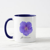 Mug Photo bleue botanique de fleur de géranium avec le (Gauche)