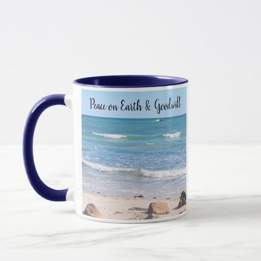 Mug Photo Blue Ocean Peace sur Terre Bible Verse (Gauche)