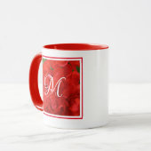 Mug Photo Bright Red Geranium Floral Initial (Devant gauche)