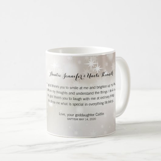 Mug Photo cadeau de mignonne Godparent Merci (Devant droit)