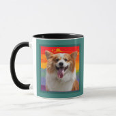 Mug Photo chic moderne chien sur Rainbow Arrière - pla (Gauche)