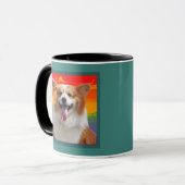 Mug Photo chic moderne chien sur Rainbow Arrière - pla (Devant gauche)