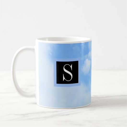 Mug Photo Ciel bleu clair nuageux avec une initiale un (Gauche)