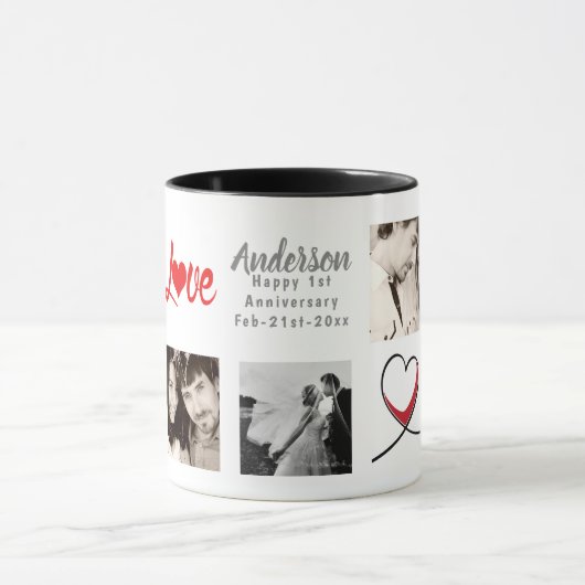 Mug PHOTO COLLAGE 1er 5e 15e anniversaire Moderne (Centre)