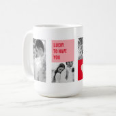 Mug Photo Collage Couple | Cadeau moderne Valentines (Devant gauche)