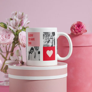 Mug Photo Collage Couple Cadeau moderne Valentines