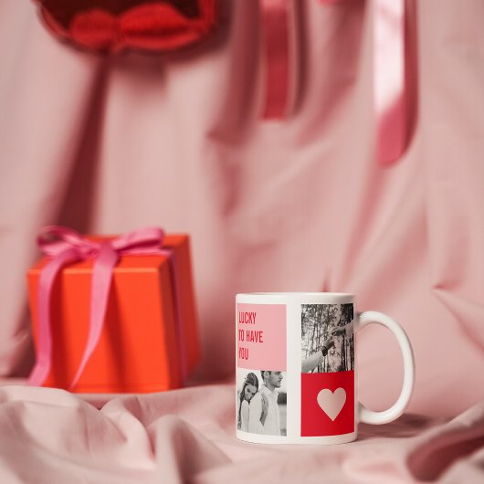 Mug Photo Collage Couple | Cadeau moderne Valentines