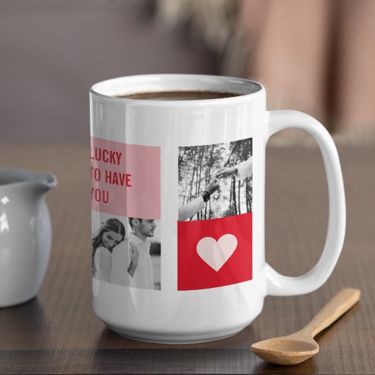 Mug Photo Collage Couple | Cadeau moderne Valentines