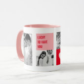 Mug Photo Collage Couple | Cadeau moderne Valentines (Devant gauche)