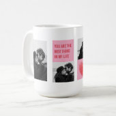 Mug Photo Collage Couple | Valentines Coeur rose et ro (Devant gauche)