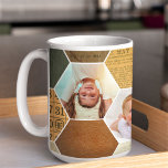 Mug Photo Collage Hexagon | Motif Vintage Quatre image<br><div class="desc">motif vintage cool dans un arrangement d'art hexagone avec un endroit pour 4 de vos photos préférées. journal vintage, cuirs, carton, vieilles notes et même une carte de bingo. Customisez cette tasse amusante pour n'importe qui - amis, parents, grands-parents, conjoint, parents d'animaux de compagnie, ou presque n'importe qui sur votre...</div>