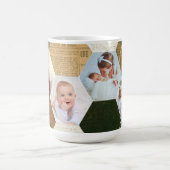 Mug Photo Collage Hexagon | Motif Vintage Quatre image (Centre)