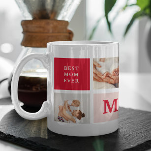 Mug Photo Collage Moderne & Best Mom Ever Cadeau