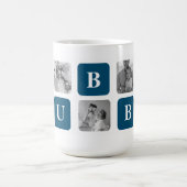 Mug Photo Collage Moderne Bleu Meilleur Hubby Ever Cad (Centre)