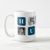 Mug Photo Collage Moderne Bleu Meilleur Hubby Ever Cad (Gauche)