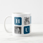 Mug Photo Collage Moderne Bleu Meilleur Hubby Ever Cad (Gauche)
