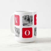 Mug Photo Collage moderne Couple et XOXO rouge (Devant gauche)