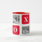 Mug Photo Collage moderne Couple et XOXO rouge (Centre)