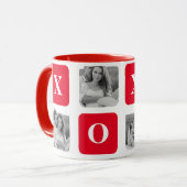 Mug Photo Collage moderne Couple et XOXO rouge (Devant gauche)