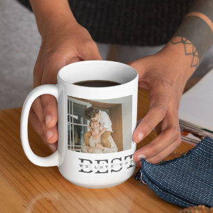Mug Photo Collage moderne & Gris Meilleur Papa Jamais