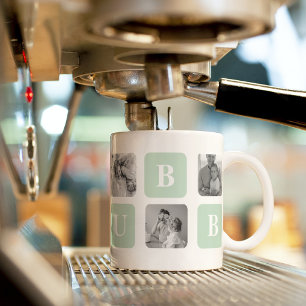 Mug Photo Collage moderne Mint Best Hubby Cadeau