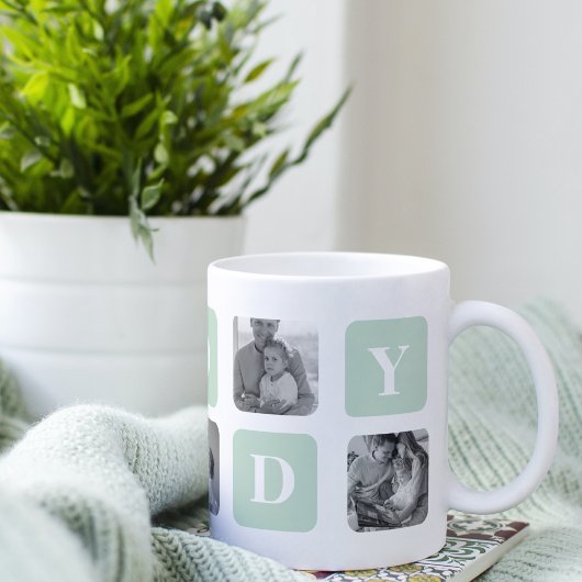 Mug Photo Collage moderne Mint & Happy FathersDay Cade