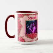 Mug Photo Collage  Name Valentine's Day Floral Coffee (Gauche)