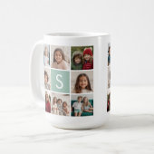 Mug Photo Collage personnalisé Monogramme Mention vert (Devant gauche)