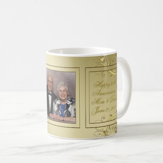 Mug Photo d'anniversaire de mariage d'or cinquantième (Devant droit)