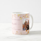 Mug Photo d'anniversaire rose or blush amis photo (Devant droit)