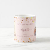 Mug Photo d'anniversaire rose or blush amis photo (Centre)